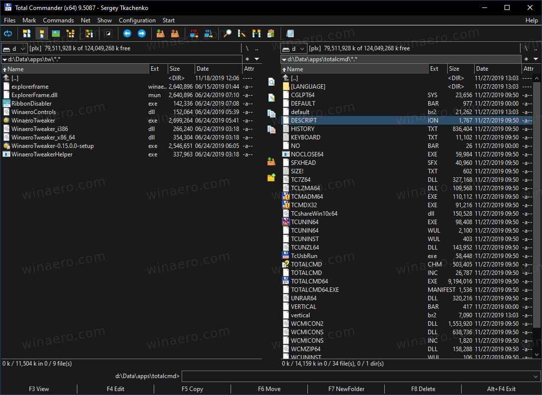 Total Commander9.50がネイティブダークテーマをサポートするようになりました