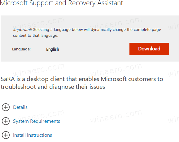 Použijte Microsoft Support and Recovery Assistant (SaRA) ve Windows 10