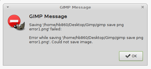 Gimp'i Düzelt PNG görüntüsünü kaydedemiyor
