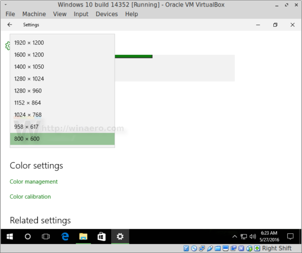Stel de exacte weergaveresolutie in op de virtuele VirtualBox-machine