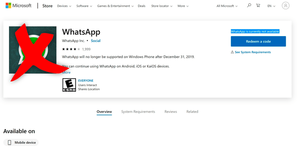 WhatsApp pour Windows Phone supprimé du Microsoft Store