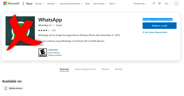 WhatsApp für Windows Phone aus dem Microsoft Store entfernt