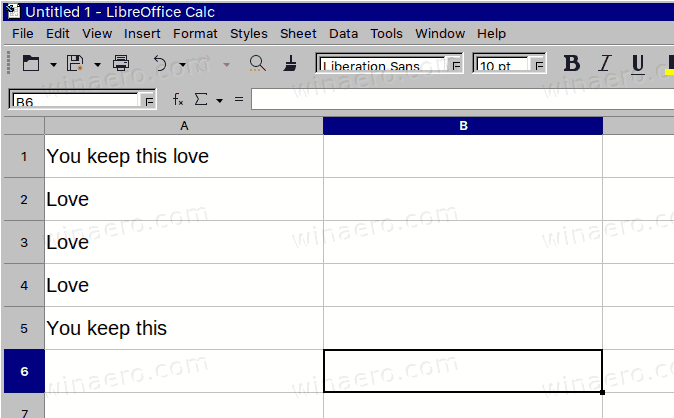 Alisin ang Dobleng Rows sa LibreOffice Calc