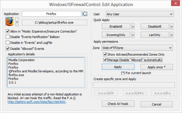 Análise do aplicativo: Controle do Firewall do Windows 10 para controlar totalmente o acesso de programas à rede