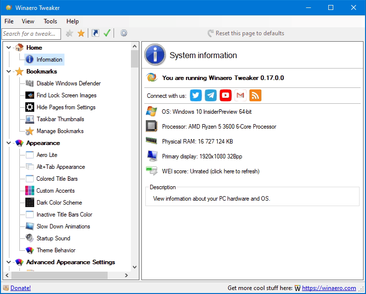 Winaero Tweaker 0.17 tersedia
