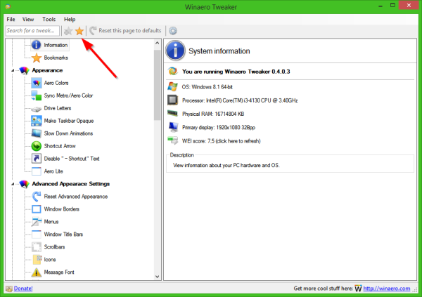 Пуснато е Winaero Tweaker 0.4.0.3