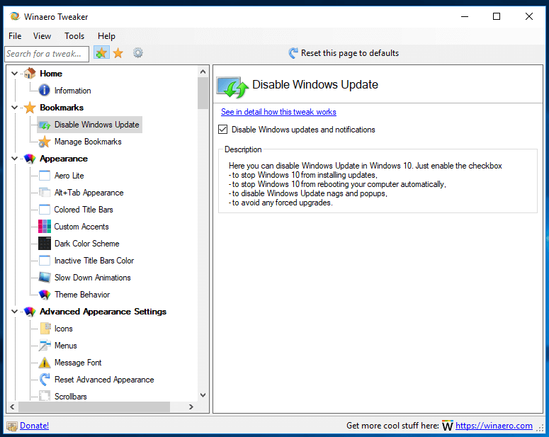 Winaero Tweaker 0.10 đã sẵn sàng cho Windows 10 phiên bản 1803