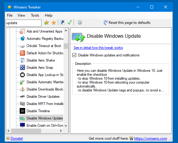 Winaero Tweaker 0.16.1 est sorti