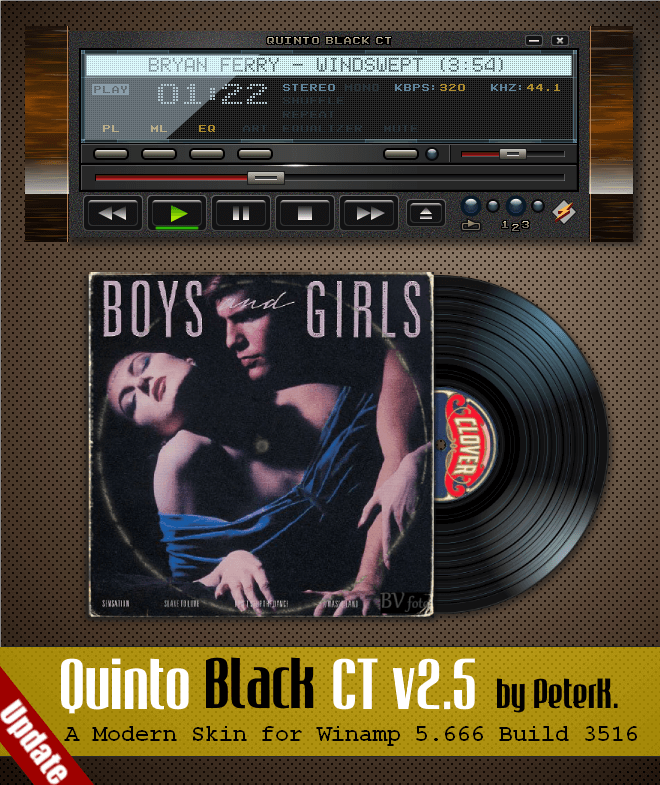 Quinto Black CT 2.5 لبرنامج Winamp: تحديثات CD Coverflow ، والمزيد