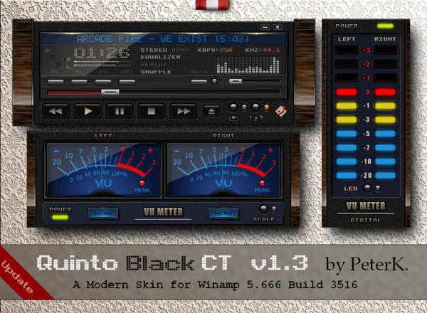 Quinto Black CT 1.3 ya está disponible: una máscara para Winamp