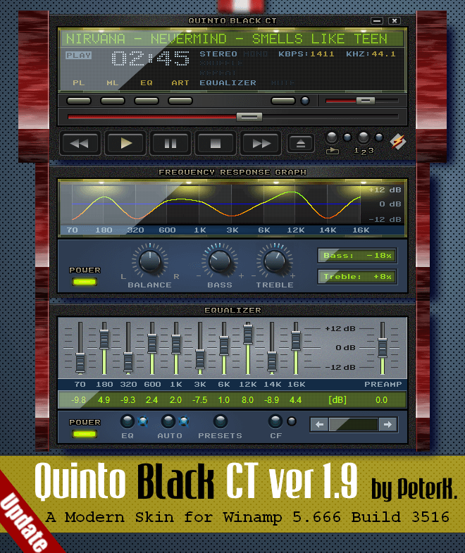 „Quinto Black CT 1.9 Skin“, skirta „Winamp“: naujas ekvalaizeris