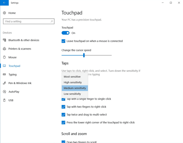 Konfigurer Multi-Finger Touchpad Gestures i Windows 10