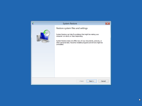 Vyhľadajte dostupné body obnovenia systému v systéme Windows 10