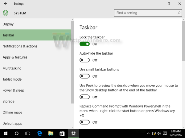 Comment créer un raccourci des paramètres de la barre des tâches dans Windows 10