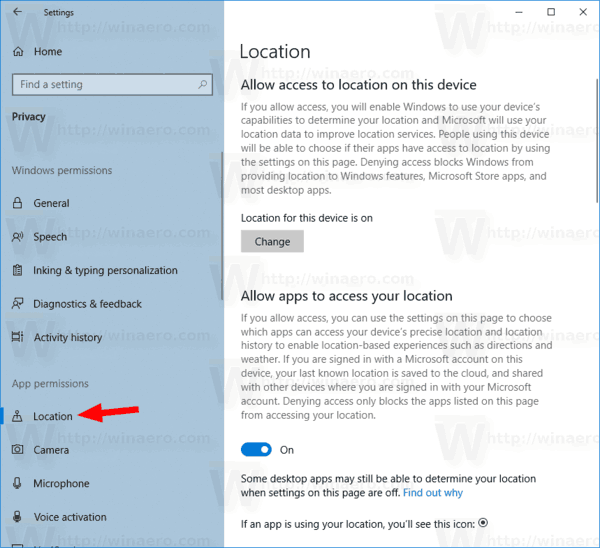 Ställ in eller ändra standardplats i Windows 10