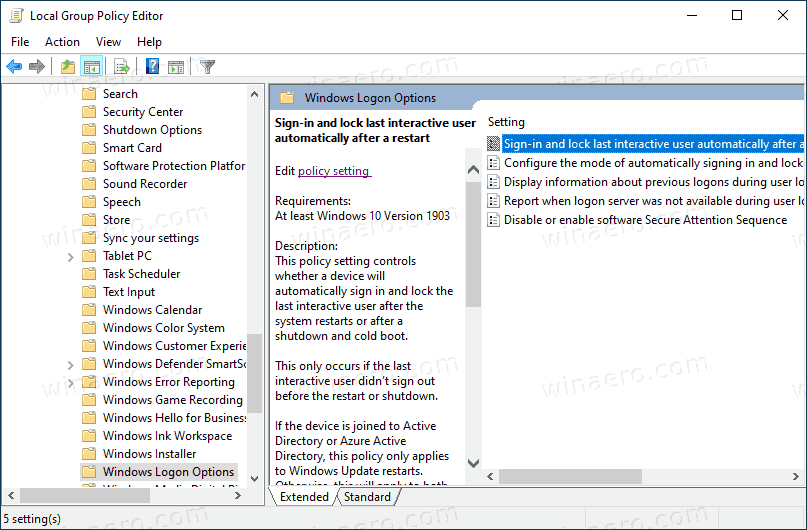 กำหนดค่าการลงชื่อเข้าและล็อกอัตโนมัติหลังจากรีสตาร์ทใน Windows 10