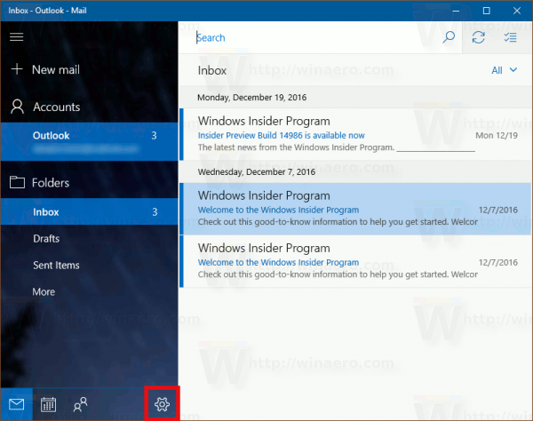 Wyłącz opcję Oznacz jako przeczytane w poczcie systemu Windows 10