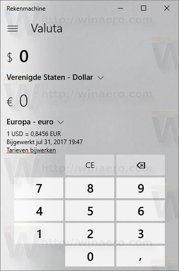 Windows 10 Calculator Got Currency Converter
