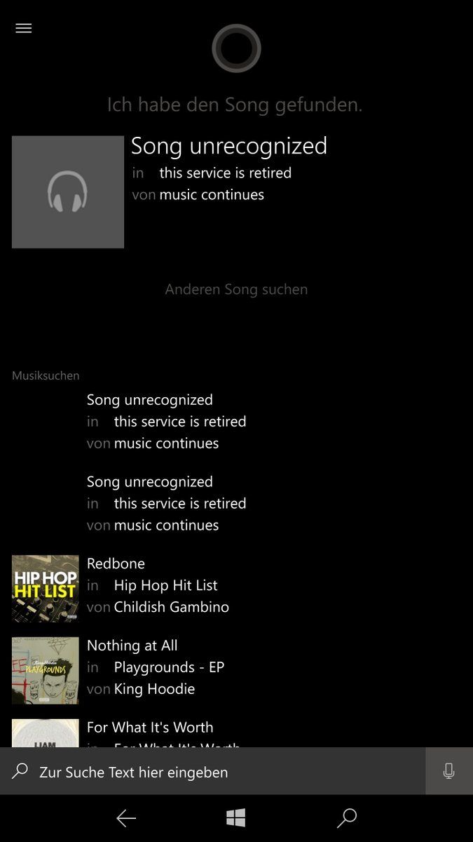Cortana는 더 이상 음악을 인식 할 수 없습니다.