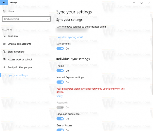 Voorkom dat Windows 10 thema's tussen apparaten synchroniseert