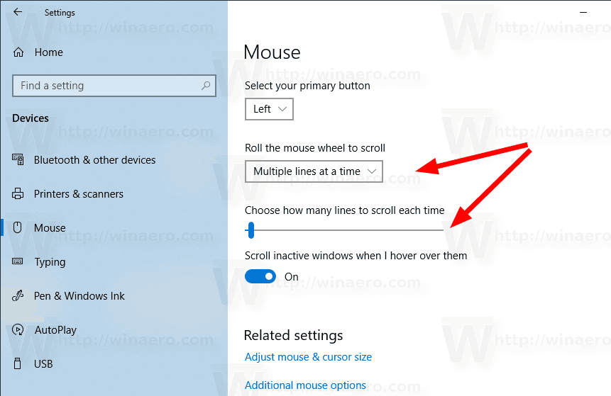 Zmień prędkość przewijania myszy w systemie Windows 10