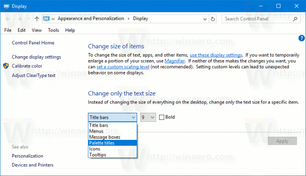 Thay đổi kích thước văn bản trong Windows 10