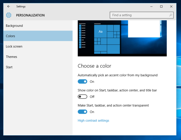 Définissez des barres de titre colorées mais gardez la barre des tâches et le menu Démarrer noirs dans Windows 10