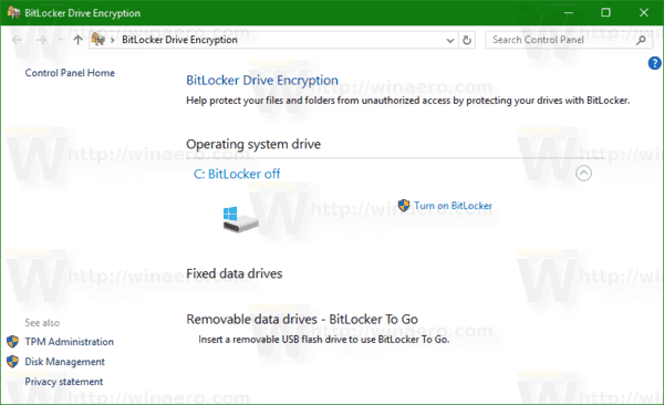 Windows 10에서 고정 또는 이동식 BitLocker 드라이브 잠금 해제