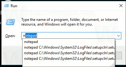 Deaktiver automatiske forslag i Kør og File Explorer i Windows 10
