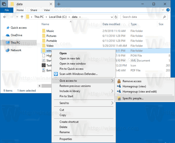 كيفية مشاركة ملف أو مجلد في نظام التشغيل Windows 10