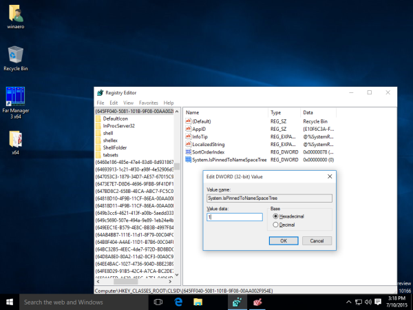 Cum se adaugă pictograma Coș de reciclare în panoul de navigare din Windows 10 File Explorer