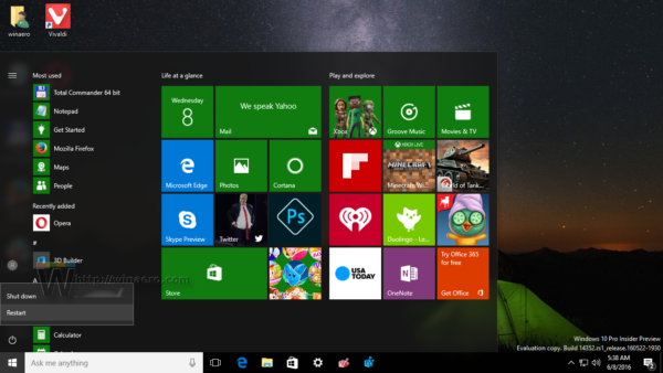 Patarimas: greitai paleiskite „Windows 10“ į „Advanced Startup Options“