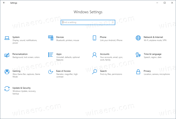 Lệnh ms-settings trong Windows 10 (Phím tắt URI của Trang Cài đặt)
