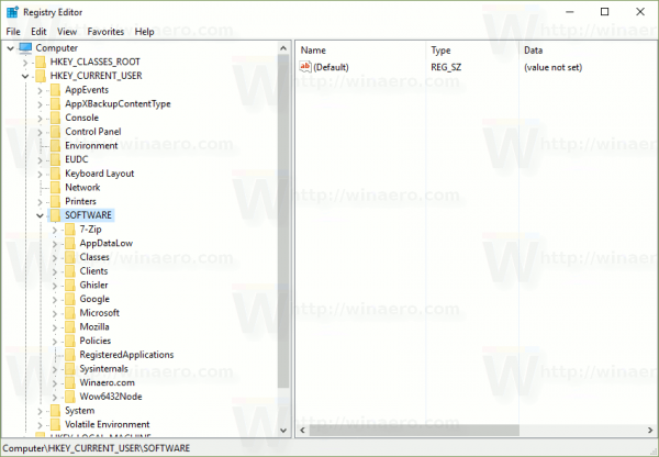 Bytt mellom HKCU og HKLM i Windows 10 Registerredigering