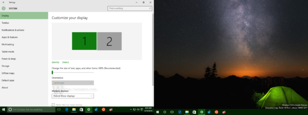 Indstil forskellige tapeter pr. Skærm i Windows 10
