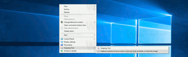Windows 10'da Ekran Alıntısı Aracı Bağlam Menüsü Ekleme