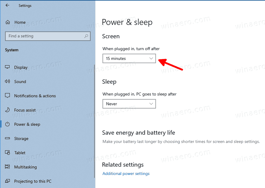 تغيير نوم الكمبيوتر بعد مرور الوقت في Windows 10