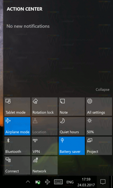 Lentokonetilan ottaminen käyttöön Windows 10: ssä