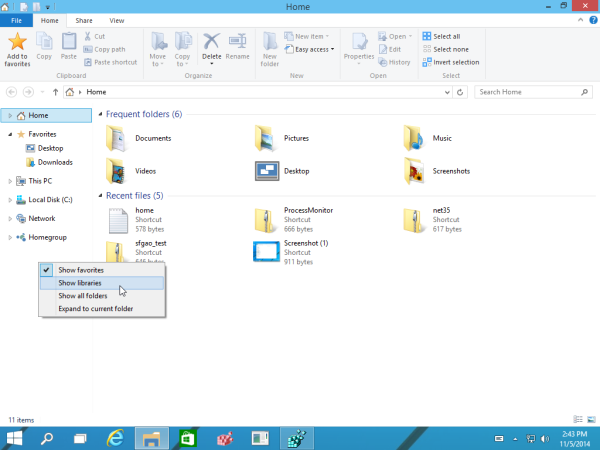 Tip: Paganahin ang Mga Library sa pane ng nabigasyon ng File Explorer sa Windows 10