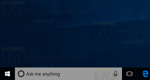 Valkoisen tekstin ottaminen käyttöön Cortanassa (hakukenttä)
