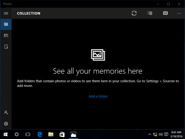 Listen over hurtigtaster for Photos-appen i Windows 10