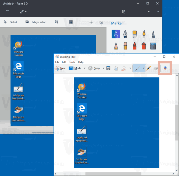 L'outil de capture est maintenant livré avec l'intégration de Paint 3D