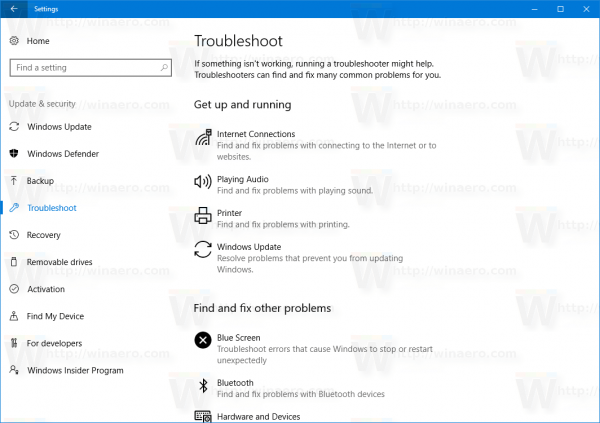 Disabilitare la risoluzione automatica dei problemi consigliati in Windows 10