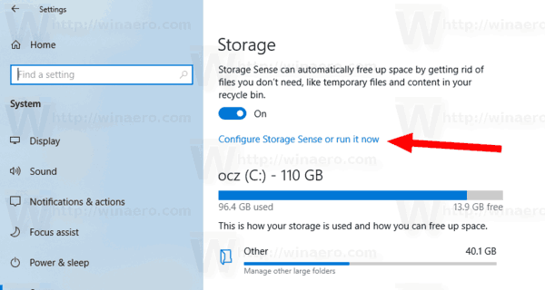 ทำให้ความรู้สึกในการจัดเก็บทำงานโดยอัตโนมัติใน Windows 10 โดยใช้นโยบายกลุ่ม