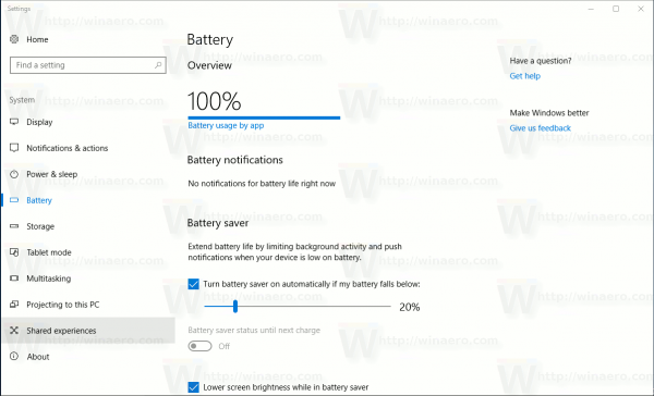 Windows10のアプリによるバッテリー使用量の管理