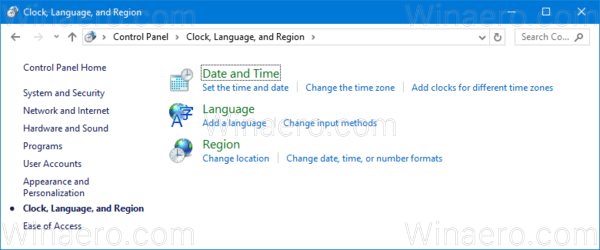 Alterar formatos de data e hora no Windows 10