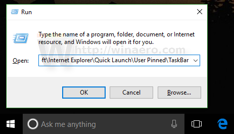 Cara membuat sandaran dan memulihkan aplikasi yang disematkan pada Taskbar pada Windows 10