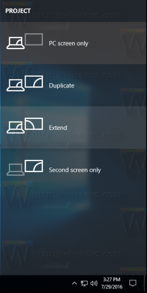 Windows 10で画面を複製するときに、通知を表示または非表示にします
