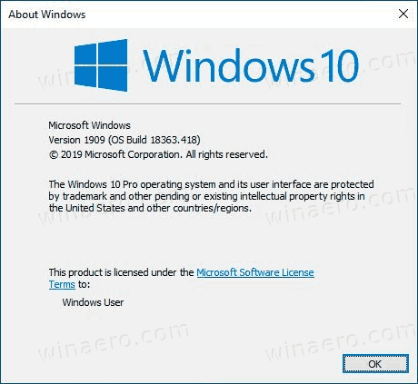 Windows 10 Build 18363.418 19H2 πρόκειται να αντικαταστήσει το build 18362.10024