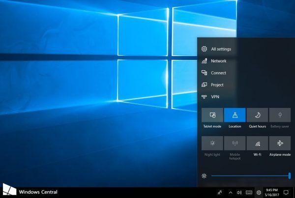 El Centre de control arriba a Windows 10